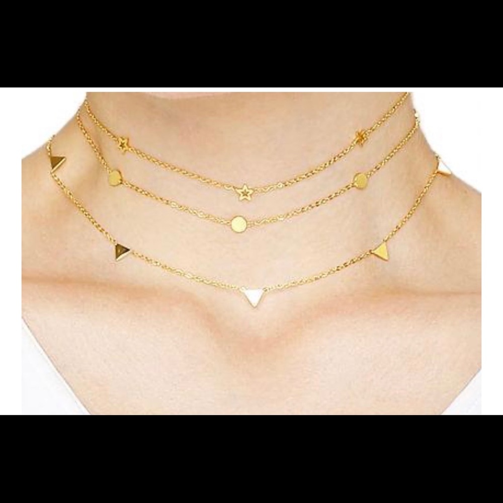 18K Gold Plated Circle Choker Necklace